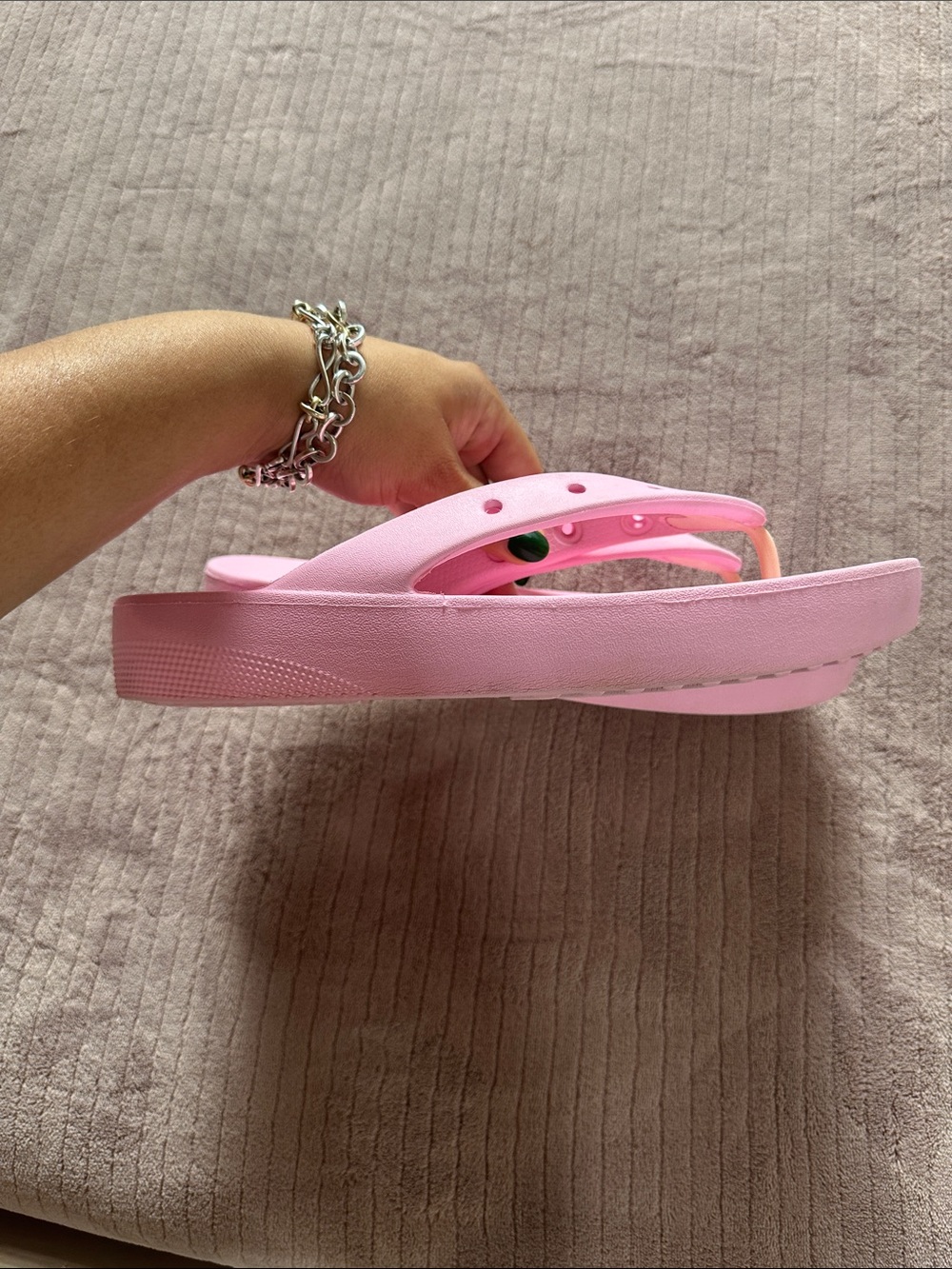 Crocs Unisex Classic Platform Flip Flop - Flamingo Pink Size 11 - Picture 4 of 4